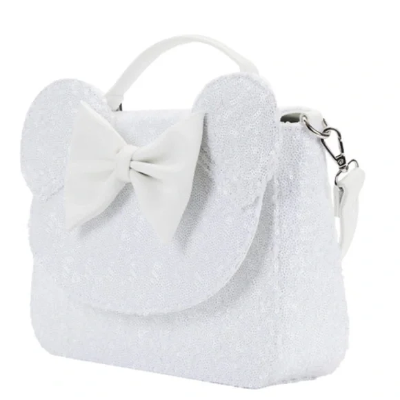 NEW SET Loungefly Minnie Mouse Sequin Wedding Crossbody Bag and wallet - Picture 9 of 16